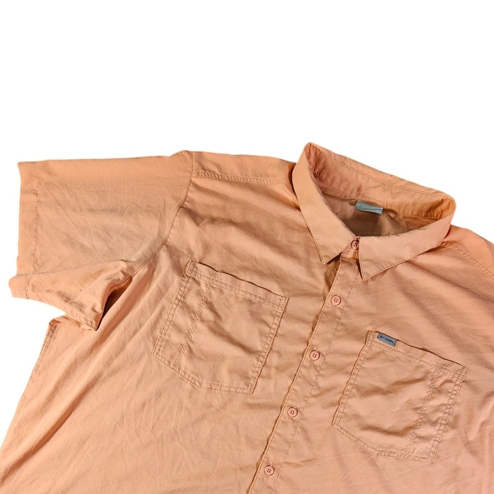 Columbia Mens 3X Peach Ripstop Fishing Shirt SS Outdoor Antimicrobial Big & Tall